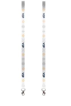 Купить ленту для бейджа атлас ширина 1,5 см, с карабином-люкс, с печатью "VIP"