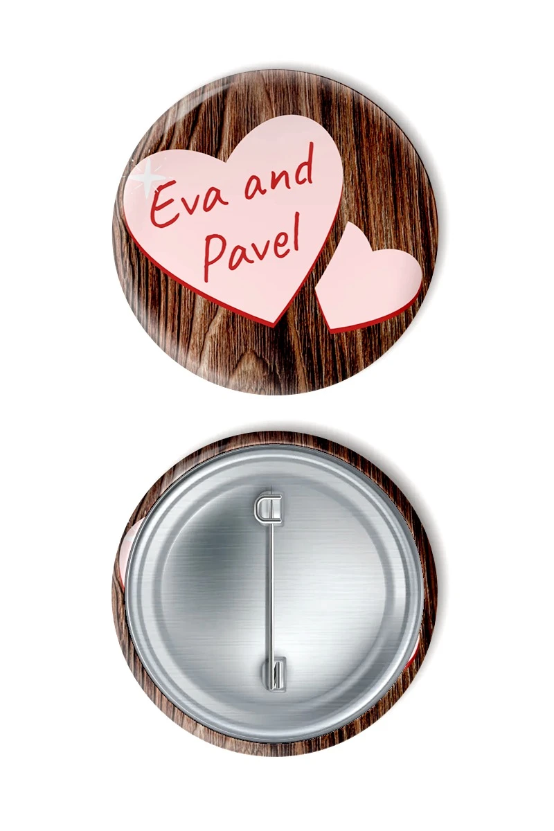 Значок закатной диаметр 44 мм, с принтом "Eva and Pavel"#1