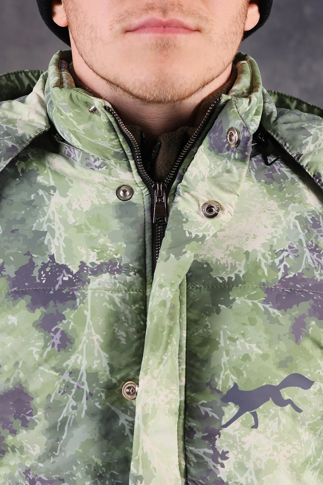 Купить куртку Винтер с капюшоном на синтепоне унисекс, с полной запечаткой "Камуфляж"