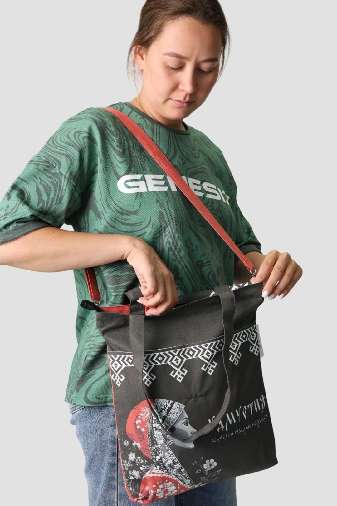 Сумка Эдит из саржи 33х38х4  см, с принтом "Udmurtia"#1