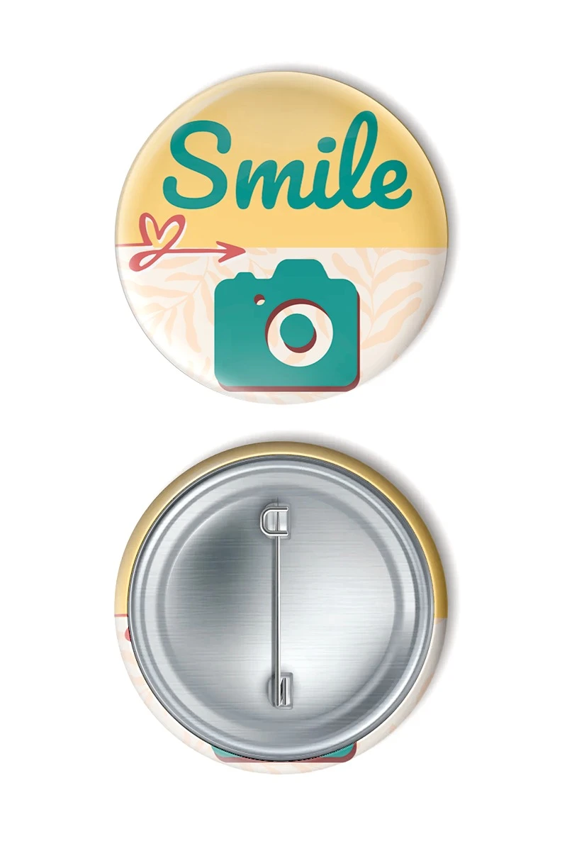 Значок закатной диаметр 44 мм, с принтом "Smile"#1