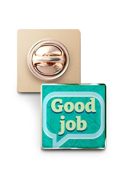 Значок заливной Квадрат 17х17 мм, с принтом "Good job"#2