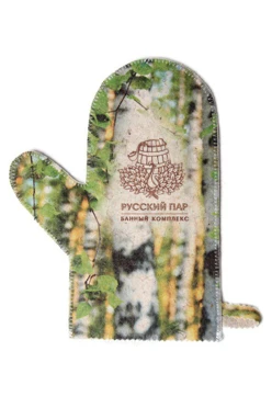 Купить рукавицу банную, с полной запечаткой "Русский пар"