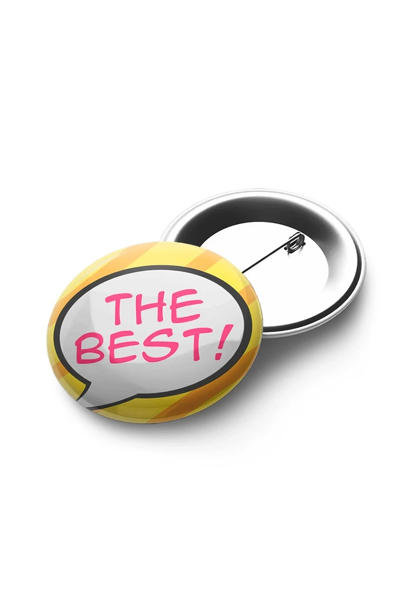 Купить значок закатной диаметр 37 мм, с принтом "The Best"