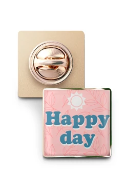 Значок заливной Квадрат 17х17 мм, с принтом "Happy day"#2