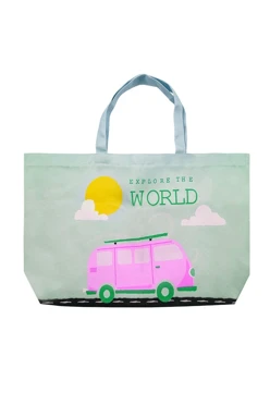 Сумка Комби из греты 40х30х10 см, печать с двух сторон, печать с двух сторон "Explore the world"