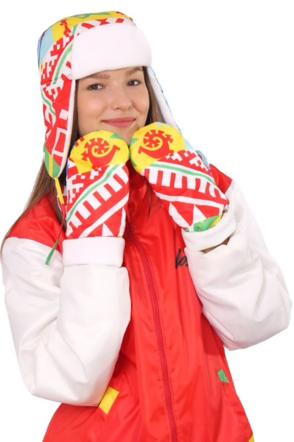 Варежки утепленные двухслойные, с полной запечаткой#1