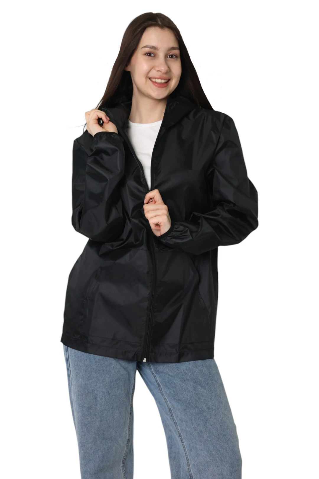 Купить ветровку Арчи с капюшоном унисекс, однотонная черную Купить ветровку Арчи с капюшоном унисекс, однотонная черную