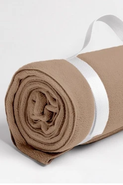 Купить темно-бежевый плед Классик флисовый, однотонный