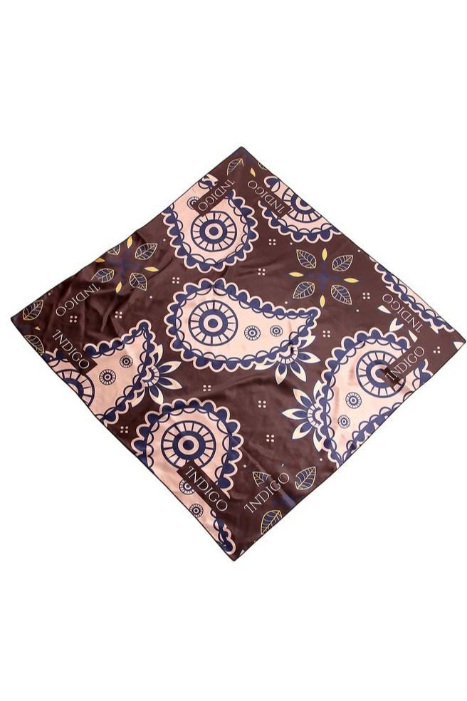 Платок Шанель 90х90 см, с полной запечаткой "Indigo"#4