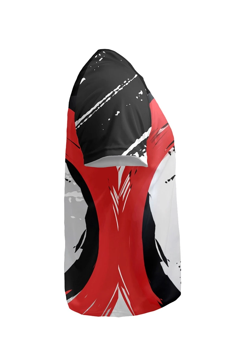 Футболка Спэйс V-ворот унисекс из ложной сетки с принтом "Samuraj"#1