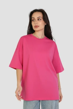Купить футболку Ричмонд оверсайз унисекс однотонная (хлопок), розовая