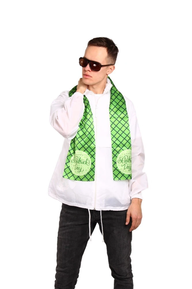 Шарф однослойный легкий 15х150 см, с полной запечаткой "St.Patuck's"#1