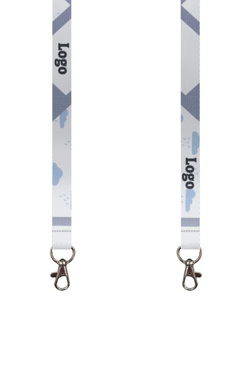 Купить ленту для бейджа блекаут ширина 1,5 см, с карабином-люкс и замком безопасного разрыва, с печатью "Clouds"