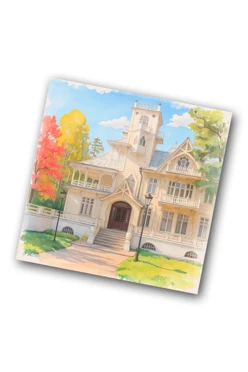 Купить значок заливной Квадрат 25х25 мм, с принтом "Dacha of Bashenin"