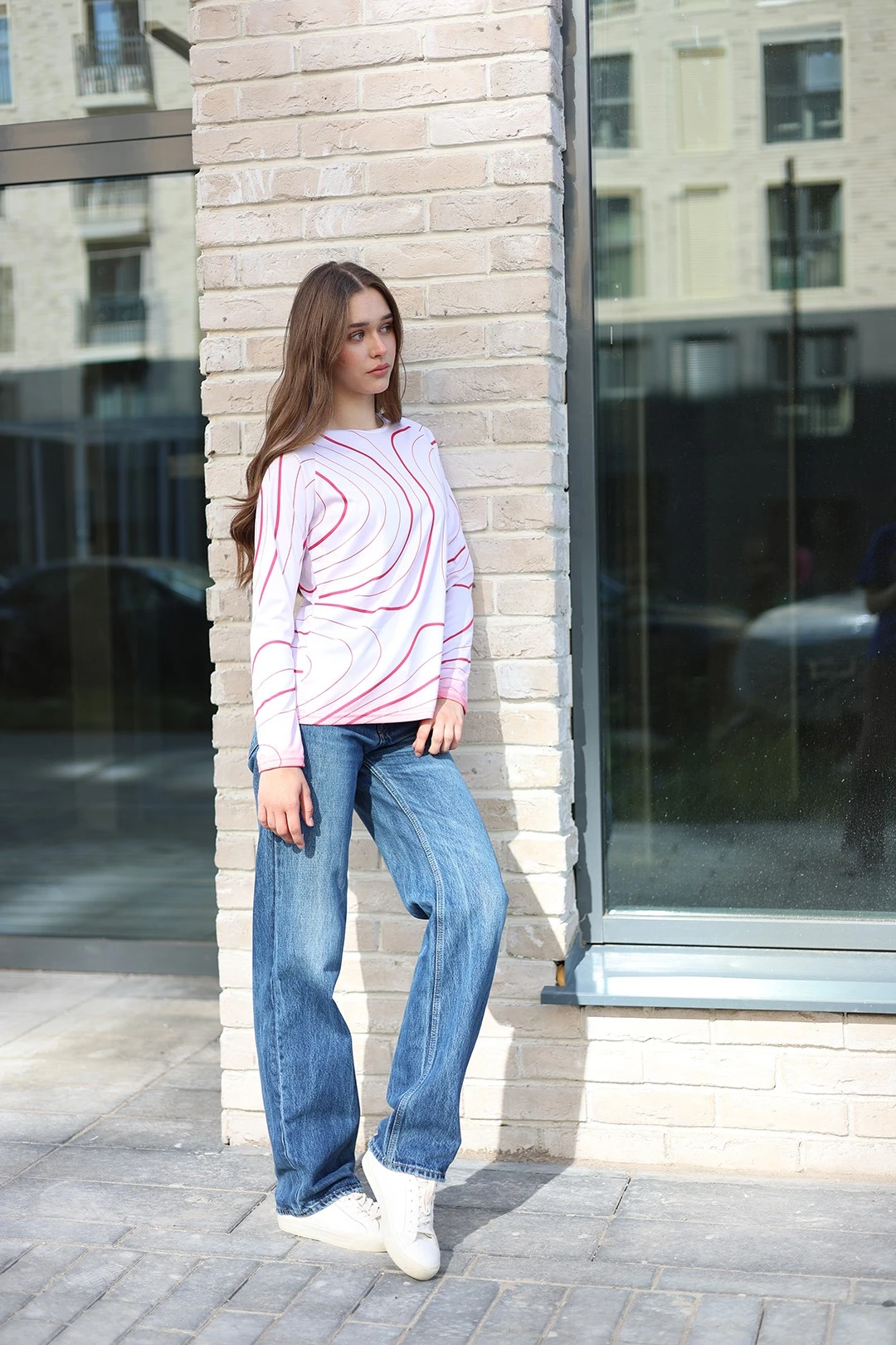 Лонгслив Спэйс Плюс женский с полной запечаткой "Red Line"#1