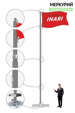 Купить флагшток алюминиевый с закрытым механизмом 9 м (анодирование)