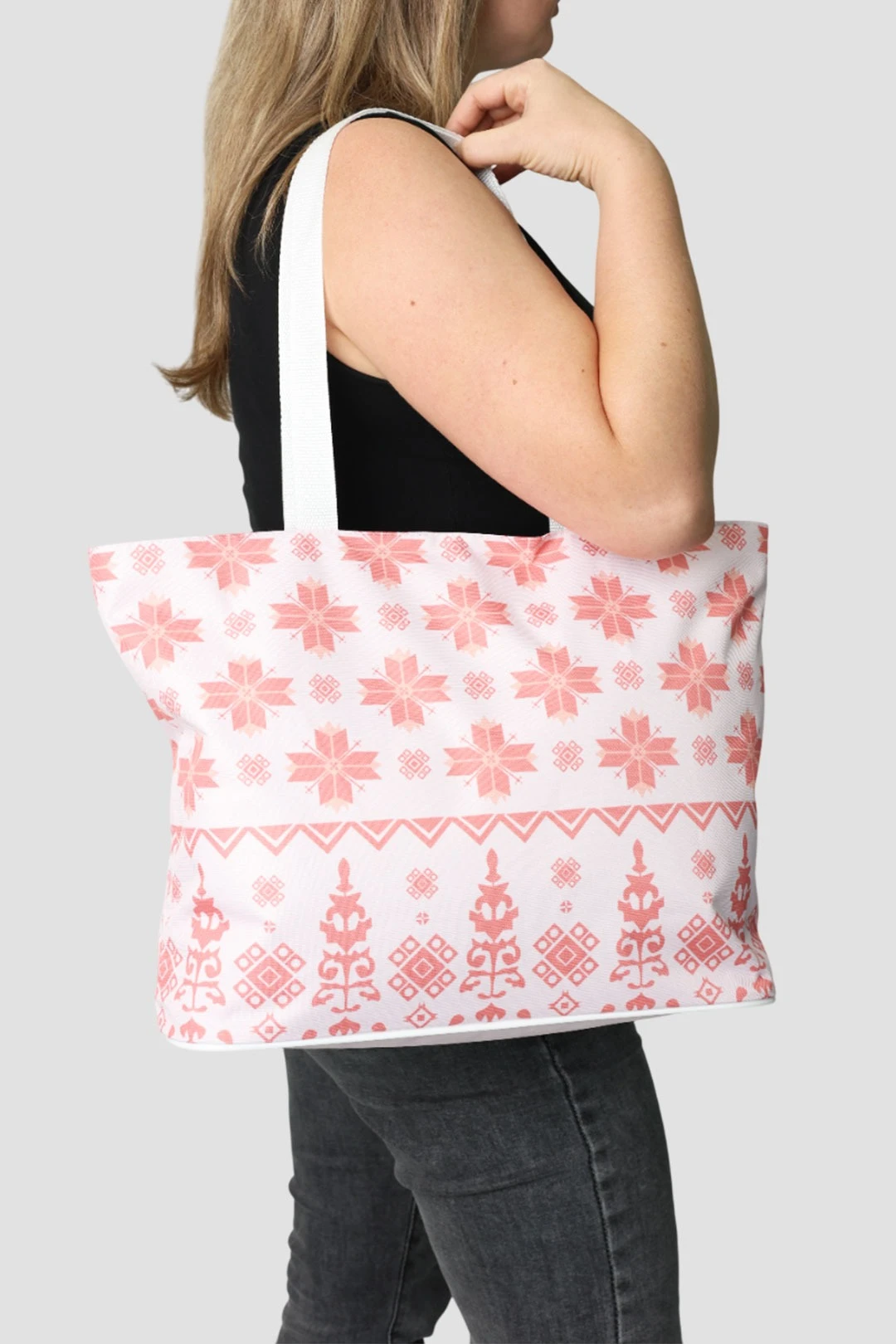 Сумка Тропикана из оксфорда 46х32х12 см, с принтом "Pink pattern"#1