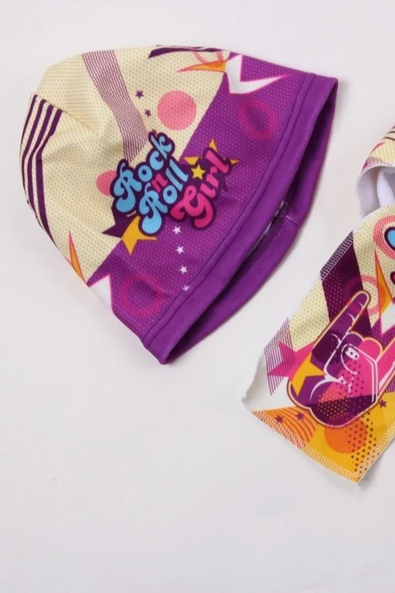 Шапка Лав флисовая однослойная детская, с полной запечаткой "Rock & Roll Girl"#3