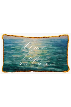 Купить подушку с кантом 30х50 см, с принтом "Time to relax"