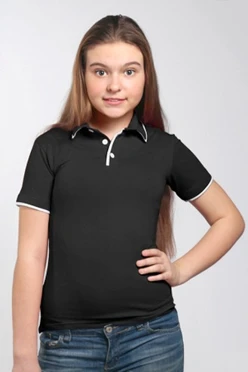 Купить футболку поло Лайн детскую чёрную