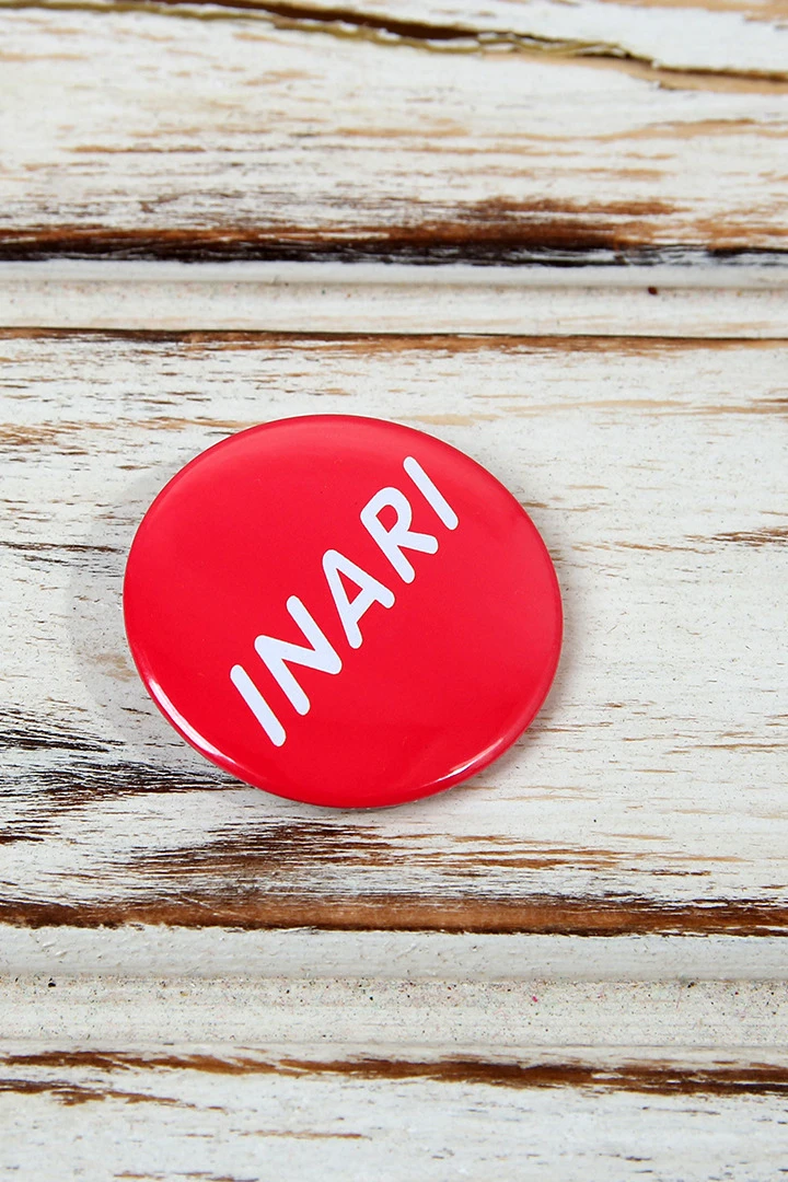 Значок закатный диаметр 44 мм, с печатью "Inari"#3 Значок закатный диаметр 44 мм, с печатью "Inari"#3