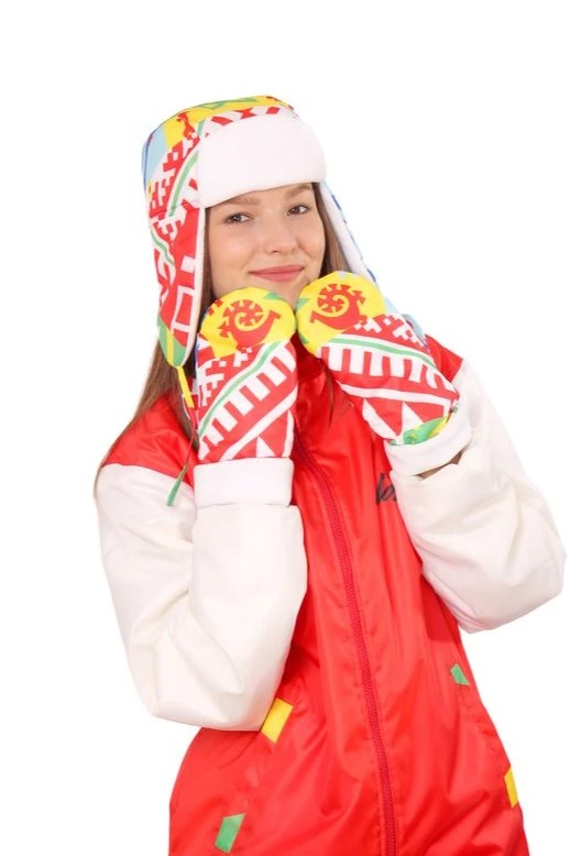 Шапка-ушанка Винтер на флисе взрослая, с полной запечаткой "Happy"#5