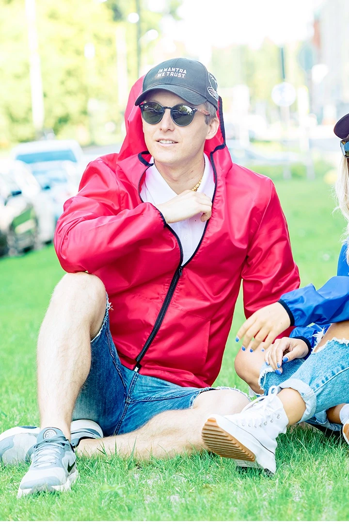 Ветровка Арчи унисекс, однотонная красная#7 Ветровка Арчи унисекс, однотонная красная#7