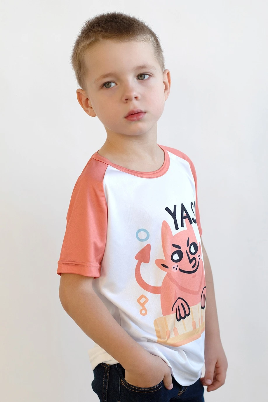 Футболка Спэйс детская из ложной сетки 130 с полной запечаткой "Yas"#1