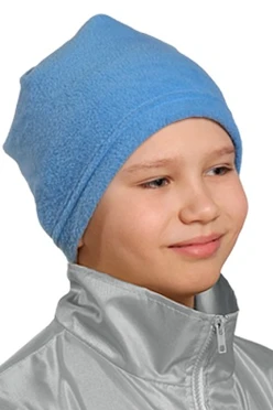 Купить шапку флисовую детскую голубую (однослойную)