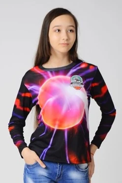 Купить лонгслив Гэлэкси Плюс женский из примы с полной запечаткой "Галактика"