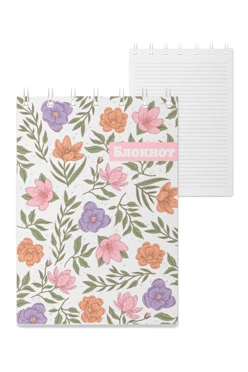 Купить блокнот фирменный А7 на пружине (40 листов) с принтом "Flower"