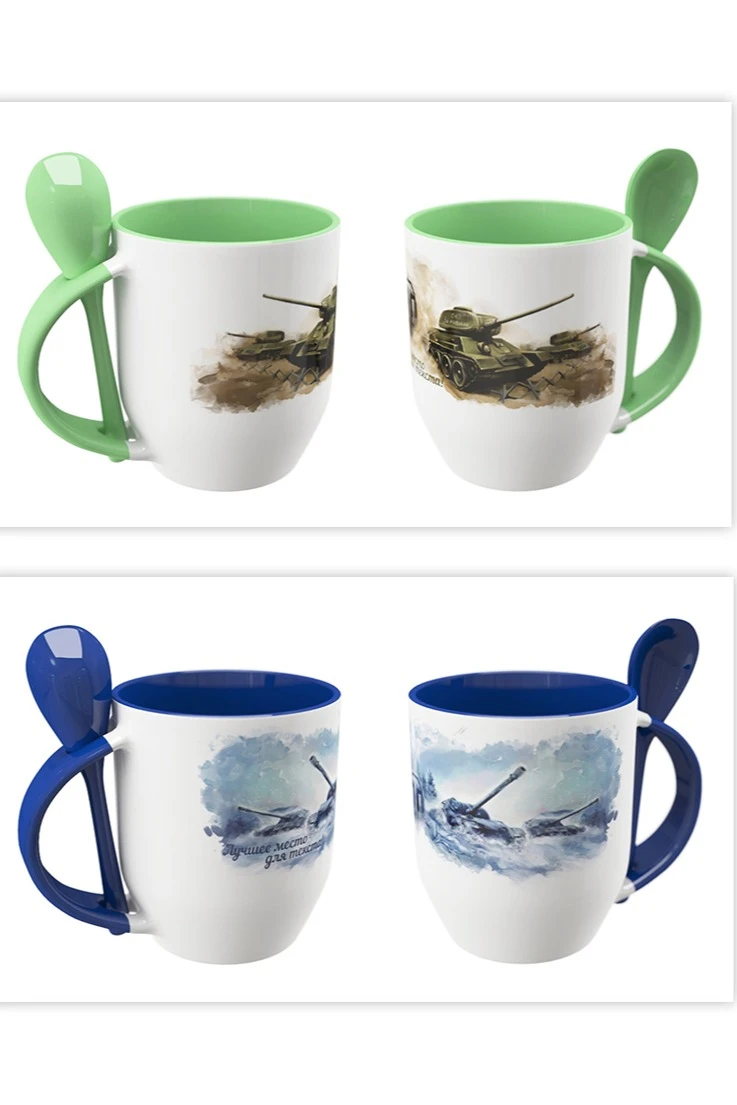 Кружка двухцветная с ложкой, с печатью#3
