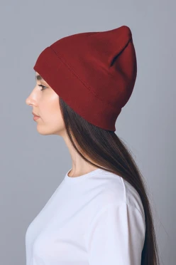 Купить шапку Бани флисовую однослойную взрослую, однотонную бордовую