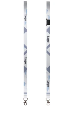 Купить ленту для бейджа блекаут ширина 1,5 см, с карабином-люкс и замком безопасного разрыва, с печатью "Clouds"