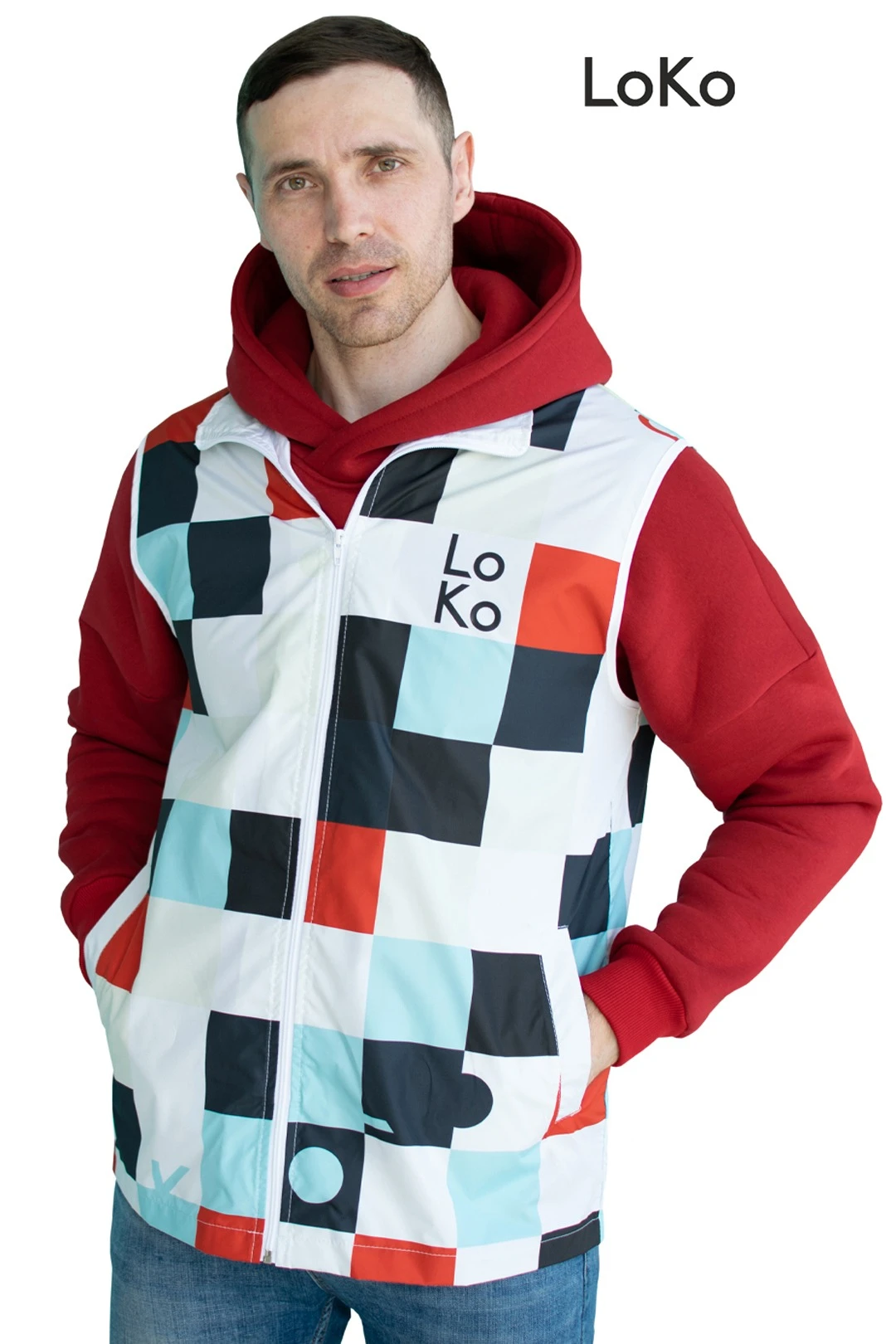 Жилет Брендон без подклада унисекс, с полной запечаткой#1 Жилет Брендон без подклада унисекс, с полной запечаткой#1