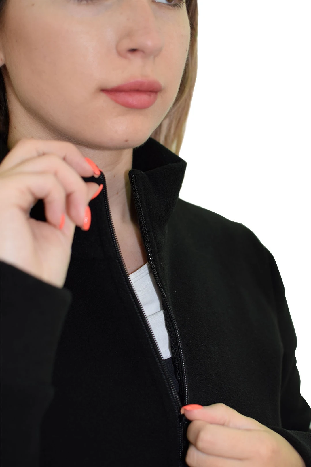 Толстовка Харисон флисовая без капюшона женская, однотонная черная#1 Толстовка Харисон флисовая без капюшона женская, однотонная черная#1