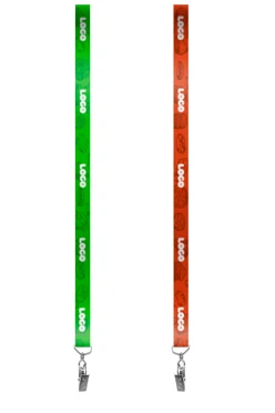 Купить ленту для бейджа репс ширина 2 см, с клипсой, с печатью "Green and Red"