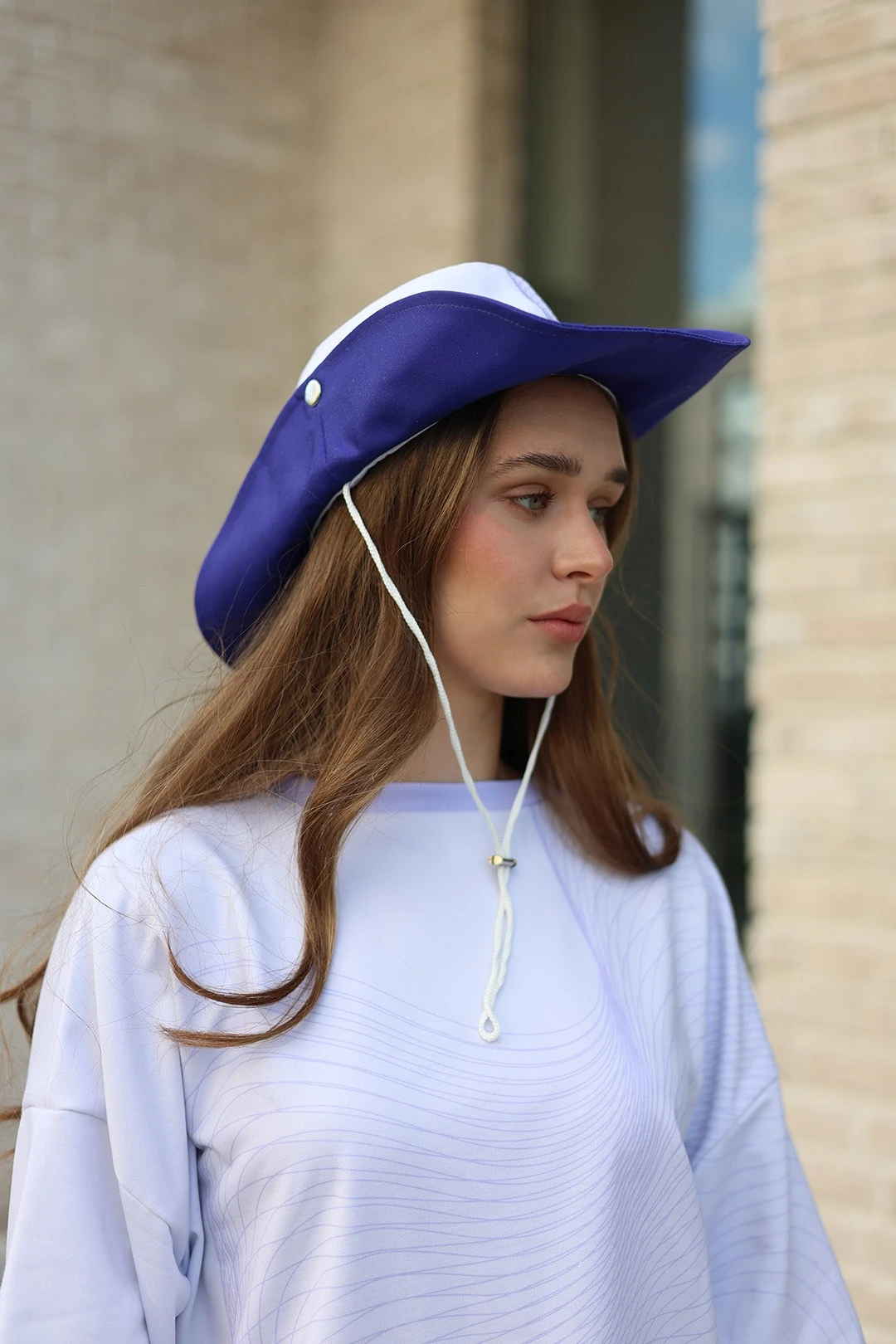 Панама Техас с полями на кнопках, с полной запечаткой "Radio wave"#1