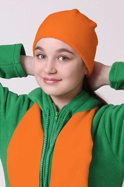 Купить шапку флисовую детскую оранжевую (однослойную)
