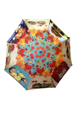 Купить зонт-трость Моне с пластиковой ручкой однослойный, с полной запечаткой (без совмещения) "Ежик в тумане"