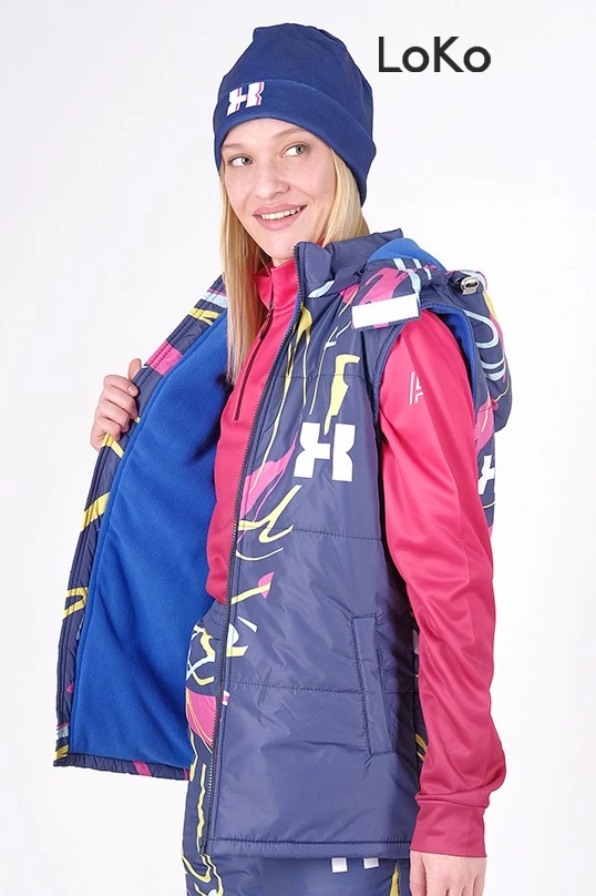 Жилет Диего на синтепоне с капюшоном унисекс, с полной запечаткой#1 Жилет Диего на синтепоне с капюшоном унисекс, с полной запечаткой#1