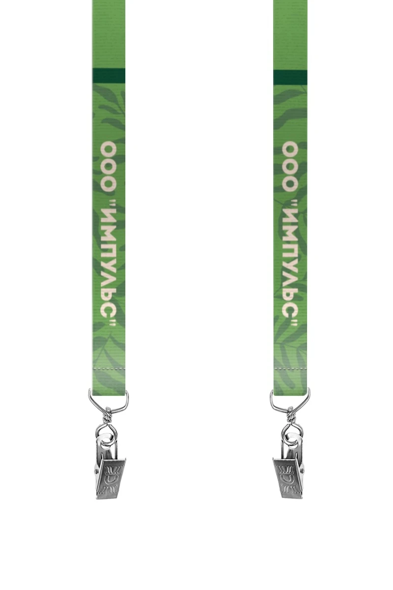 Купить ленту для бейджа репс ширина 2,5 см, с клипсой, с печатью "Импульс"