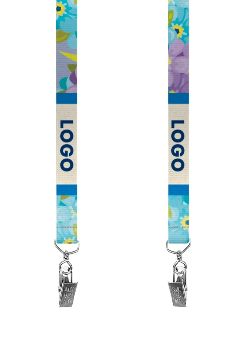 Купить ленту для бейджа репс ширина 2,5 см, с клипсой, с печатью "Logo"