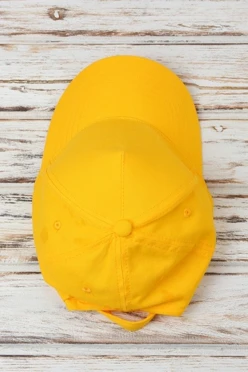 Бейсболка Полувелюр пятиклинка взрослая, однотонная желтая#1