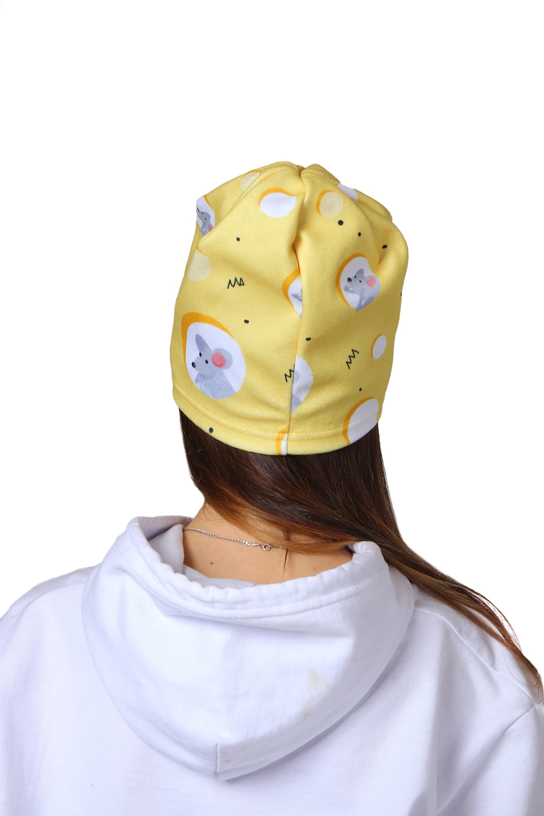 Шапка Лав флисовая однослойная взрослая, с полной запечаткой "Mouse"#4