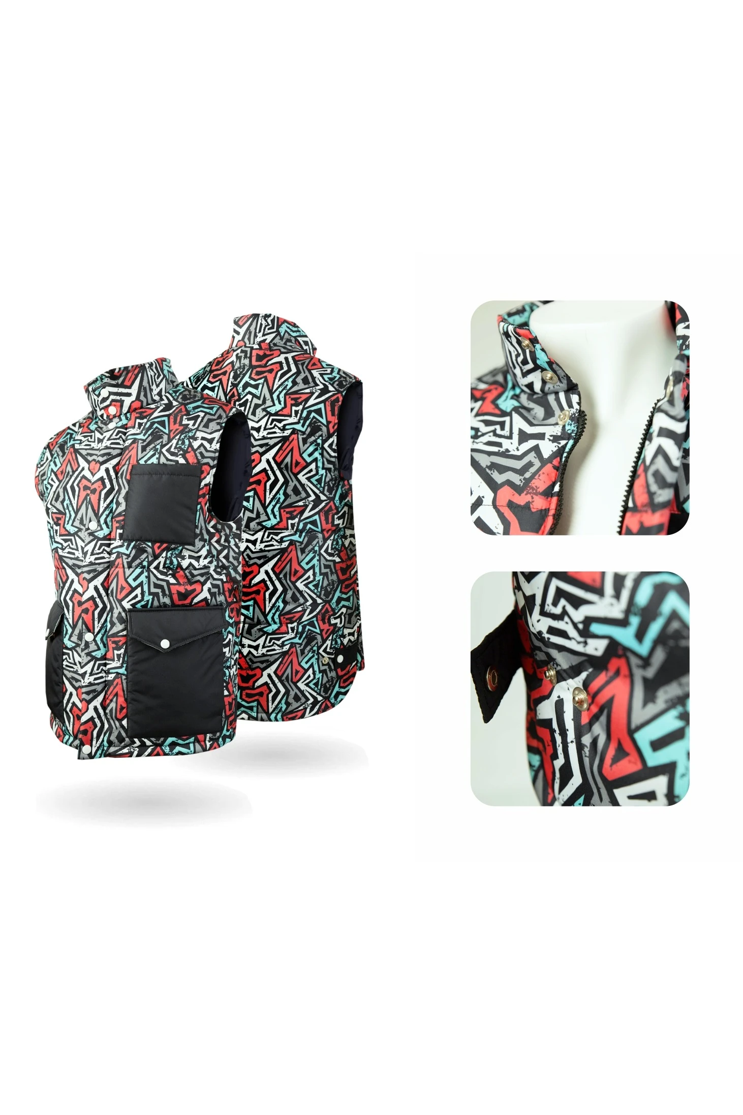 Купить жилет Хайк на синтепоне унисекс, с полной запечаткой "Print"