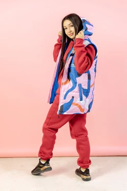 Жилет Диего на синтепоне с капюшоном унисекс, с полной запечаткой#1