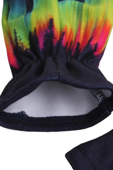 Варежки флисовые однослойные взрослые, с полной запечаткой "Trekhgorye"#1