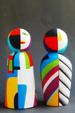 Набор деревянных фигурок в форме силуэтов, матовые, 2 шт